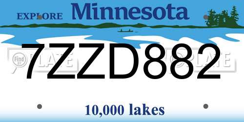 7ZZD882 Minnesota License Plate