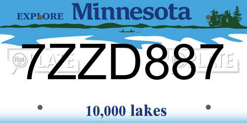 7ZZD887 Minnesota License Plate