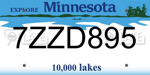 7ZZD895 Minnesota License Plate