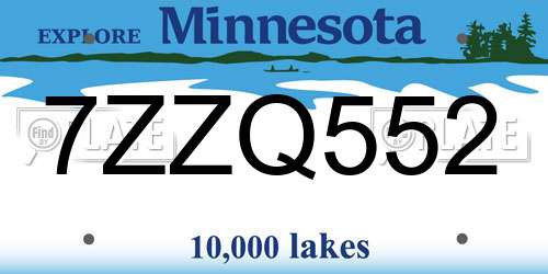 7ZZQ552 Minnesota License Plate