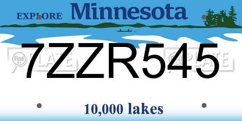 7ZZR545 Minnesota License Plate