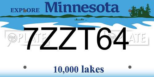 7ZZT64 Minnesota License Plate