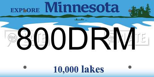800DRM Minnesota License Plate