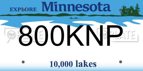 800KNP Minnesota License Plate