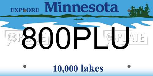 800PLU Minnesota License Plate