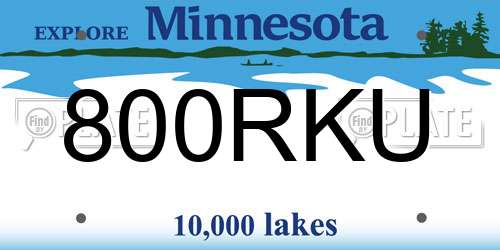 800RKU Minnesota License Plate