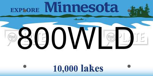 800WLD Minnesota License Plate