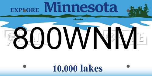 800WNM Minnesota License Plate
