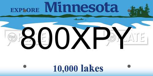 800XPY Minnesota License Plate