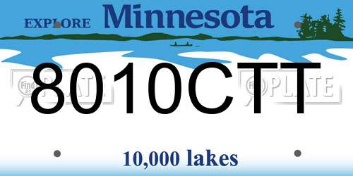 8010CTT Minnesota License Plate