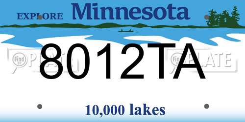 8012TA Minnesota License Plate