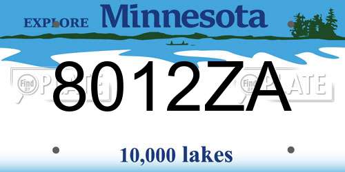8012ZA Minnesota License Plate