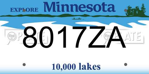 8017ZA Minnesota License Plate