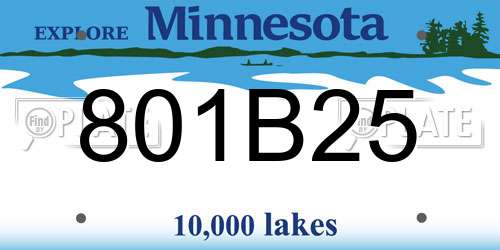 801B25 Minnesota License Plate
