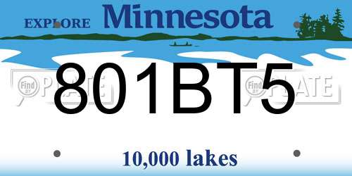 801BT5 Minnesota License Plate