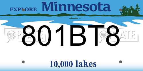 801BT8 Minnesota License Plate