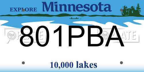 801PBA Minnesota License Plate