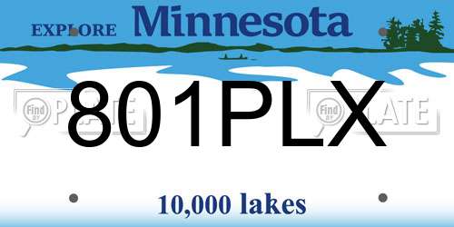 801PLX Minnesota License Plate