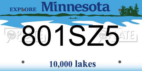 801SZ5 Minnesota License Plate