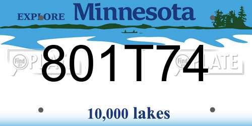 801T74 Minnesota License Plate
