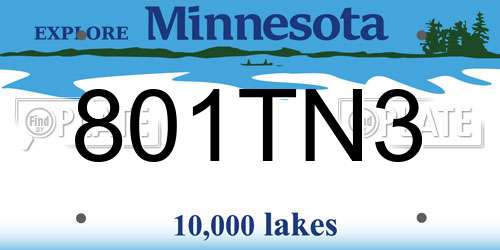 801TN3 Minnesota License Plate
