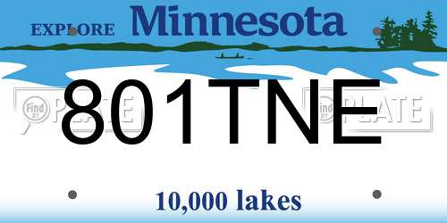 801TNE Minnesota License Plate
