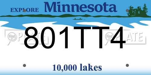801TT4 Minnesota License Plate