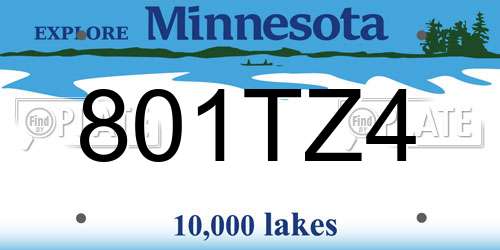 801TZ4 Minnesota License Plate