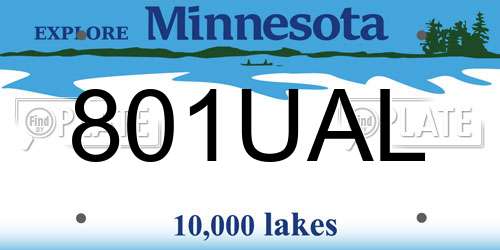 801UAL Minnesota License Plate