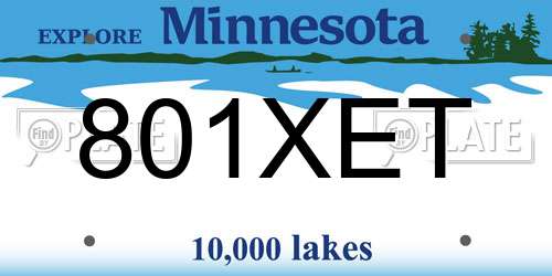 801XET Minnesota License Plate