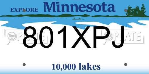 801XPJ Minnesota License Plate