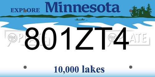 801ZT4 Minnesota License Plate