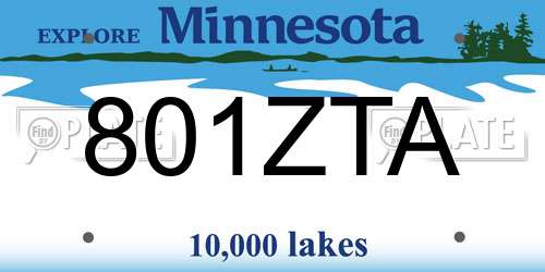 801ZTA Minnesota License Plate