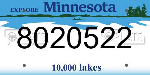 8020522 Minnesota License Plate