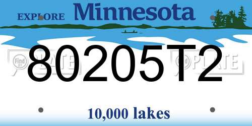 80205T2 Minnesota License Plate
