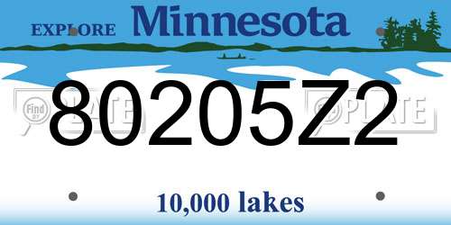 80205Z2 Minnesota License Plate