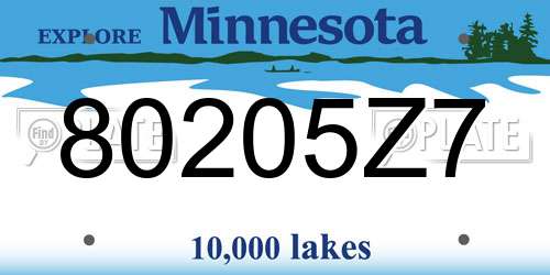80205Z7 Minnesota License Plate