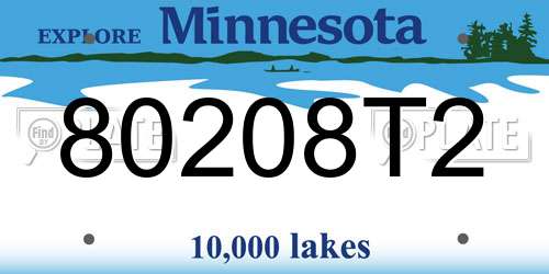 80208T2 Minnesota License Plate