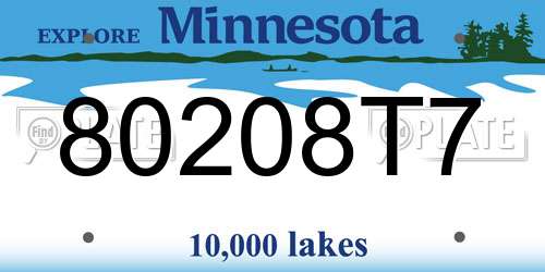 80208T7 Minnesota License Plate
