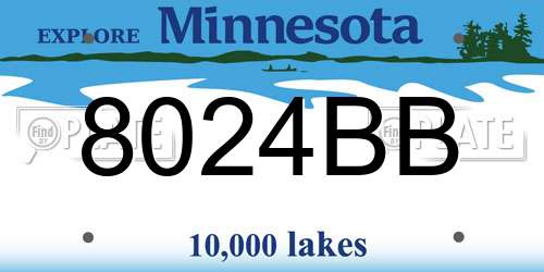 8024BB Minnesota License Plate