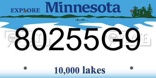 80255G9 Minnesota License Plate