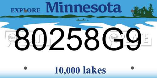 80258G9 Minnesota License Plate