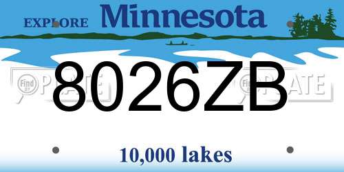 8026ZB Minnesota License Plate