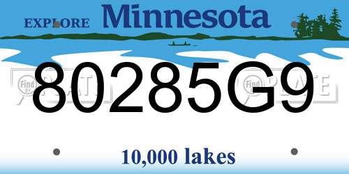 80285G9 Minnesota License Plate