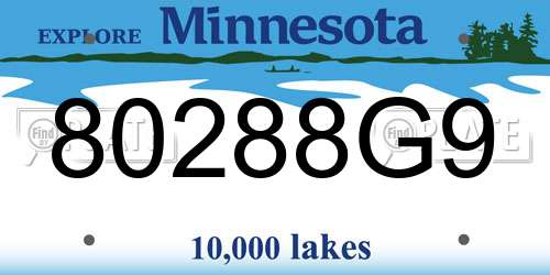 80288G9 Minnesota License Plate