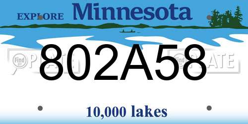 802A58 Minnesota License Plate