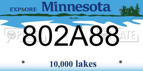802A88 Minnesota License Plate