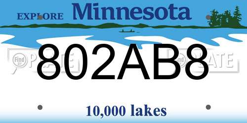 802AB8 Minnesota License Plate