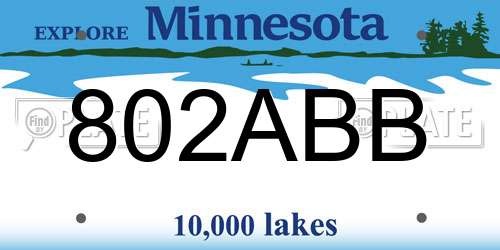 802ABB Minnesota License Plate