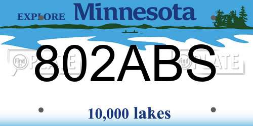 802ABS Minnesota License Plate